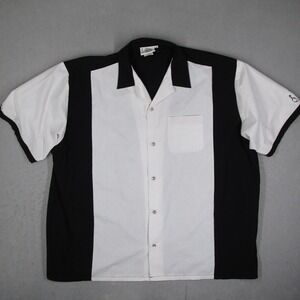 Cruisin USA Soul Bowl Bowling Shirt Mens 3X Black White Color Block Retro Camp